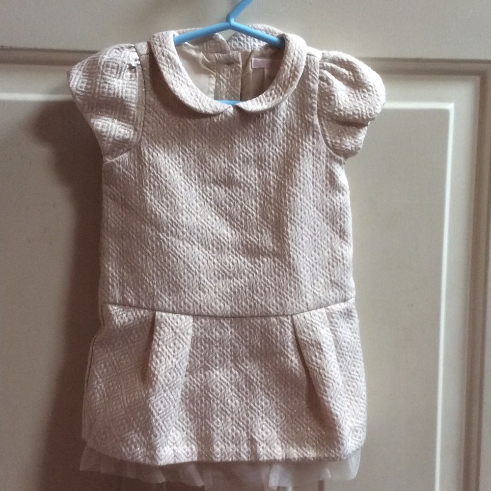 Janie and Jack girls beige brocade dress Sz 12-18